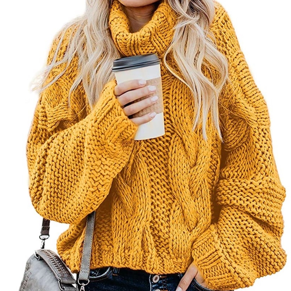 Chunky Knit Golden Yellow Turtleneck